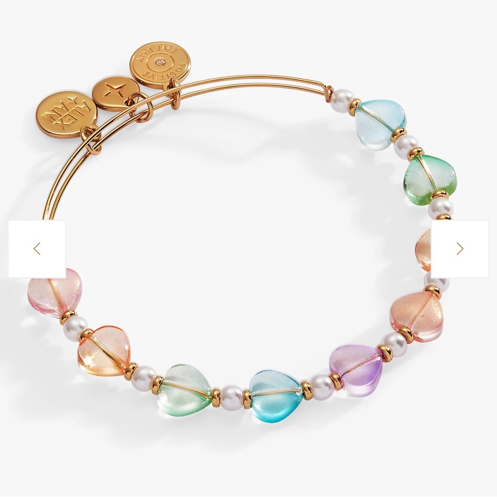NWT Alex + Ani Gold Bracelet with Multicolor Heart Charms